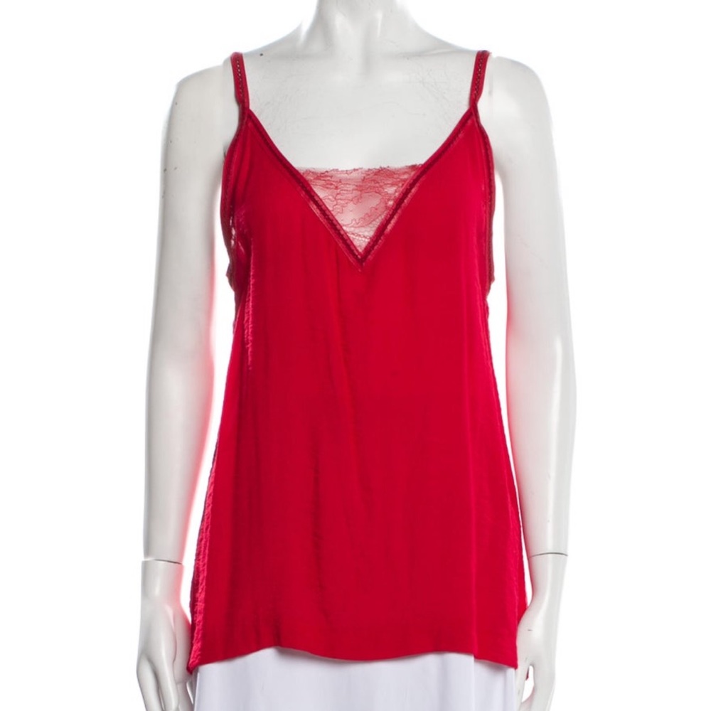 Maje Red Lace Trim Camisole